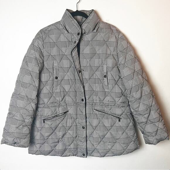 SZ 14/16 Lane Bryant Houndstooth Print Black And White Puff Jacket - Picture 3 of 6